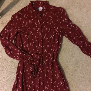 Maroon button up dress
